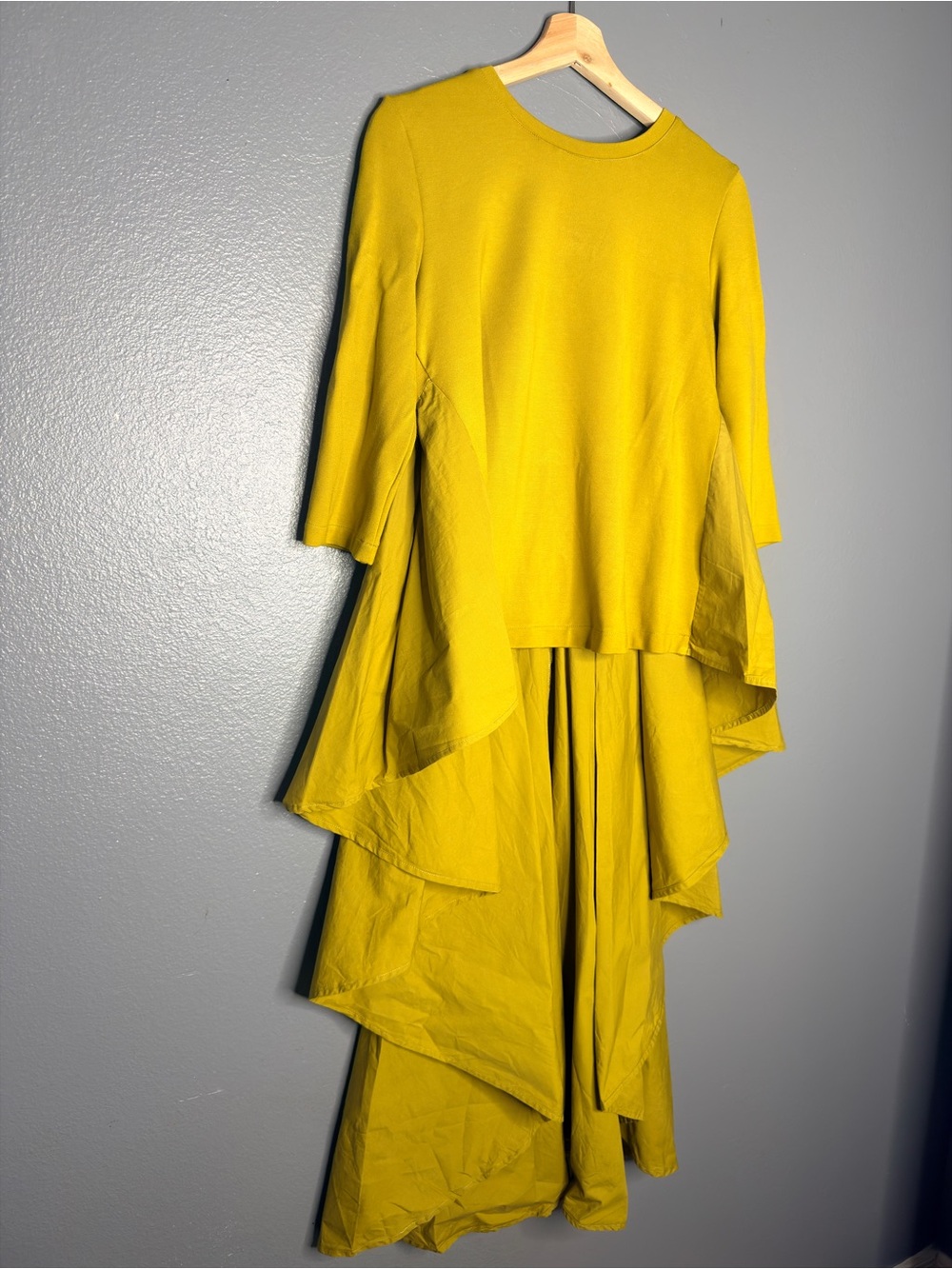 Avant-Garde Mustard Chartreuse Multi-Layer Tiered Maxi Top Maximalist Small